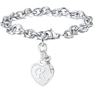 Heart Initial Bracelets for Women